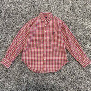 Ralph Lauren Long Sleeve Button Up Collared Plaid Shirt Boy's Size S (8-10)
